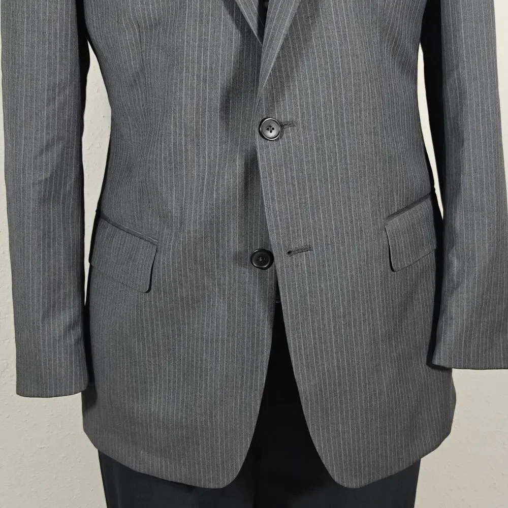 Brooks Brothers 346 Men's Sport Coat Blazer Two Button Gray Pinstriped‎ Wool 40R
